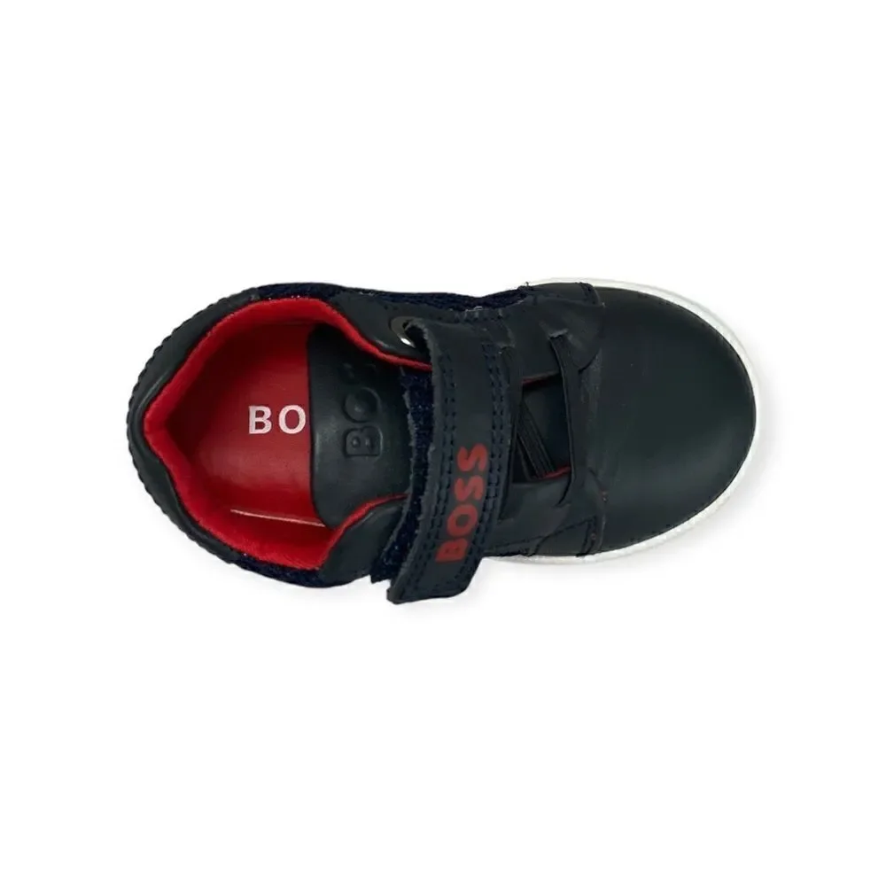 Hugo Boss velcro strap combo navy leather walkers crib shoes, size 19